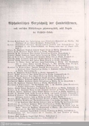 Handelsregister : Alphabetisches Verzeichniß der Handelsfirmen