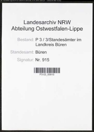 Heiratsregister Standesamt Büren
