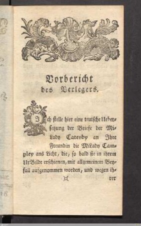 Vorbericht des Verlegers.