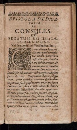 EPISTOLA DEDICA - TOTIA AD CONSULES, ET SENATUM REIPUBLICAE...