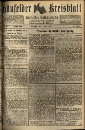 Erste Ausgabe vom Samstag, den 07. Juli 1928.