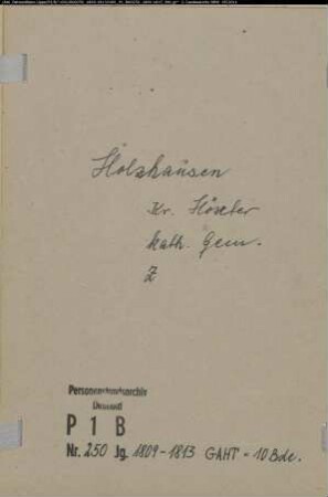Zivilstandsregister der katholischen Gemeinde Holzhausen, Kreis Höxter (GAHT 1809-1813) (Gemeinde: Katholische Gemeinde Holzhausen, Kreis Höxter)