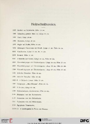 Holzschnitzereien (Nr. 1089-1197)