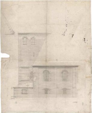 Bestelmeyer, German; München - Nymphenburg; Ev. Stephanuskirche - Ansicht, Schnitt