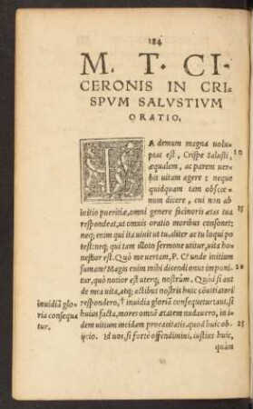 M. T. Ciceronis In Crispum Salustium Oratio.