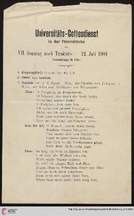 Beilage (Universitätsgottesdienst 21.07.1901)