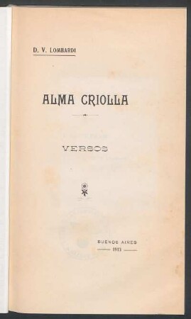 Alma criolla : versos