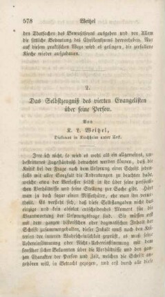 578-638 Das Selbstzeugniß des vierten Evangelisten über seine Person