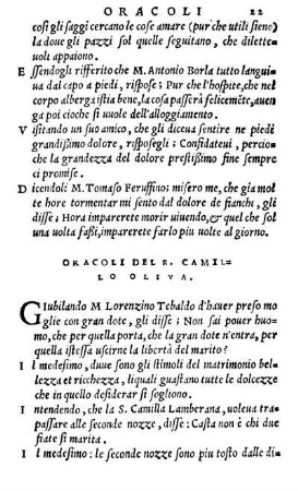 Oracoli Del R. Camillo Oliva.