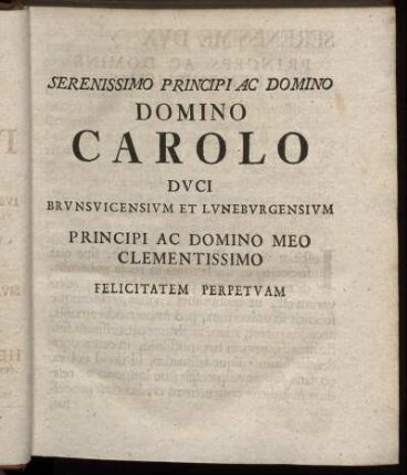 Serenissimo principi ac domino domino Carolo duci ...
