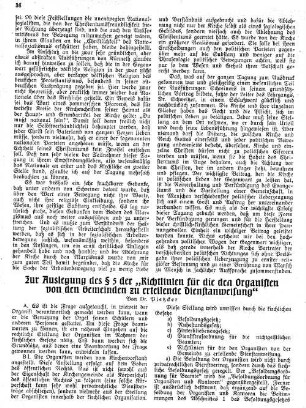 Zur Auslegung des § 5 der "Richtlinien für de den Organisten von den Gemeinden zu erteilende Dienstanweisung"
