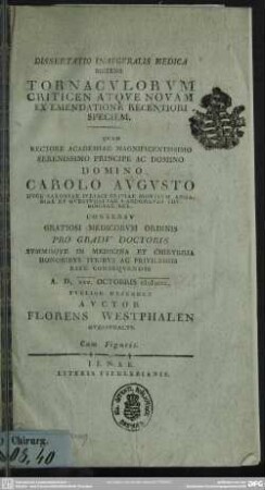 Dissertatio Inauguralis Medica Sistens Tornaculorum Criticen Atque Novam Ex Emendatione Recentiori Speciem