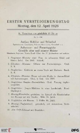 A. Vormittags von pünktlich 10 Uhr an (Nr. 1-254)