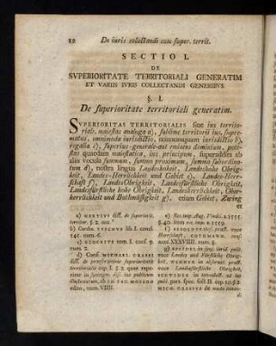 12-34, Sectio I. De superioritate territoriali generatim et variis iuris collectandi generibus.