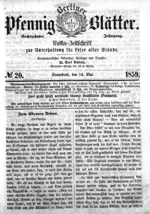 No. 20, Sonnabend, den 14. Mai