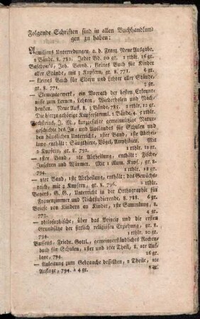 Folgende Schriften sind in allen Buchhandlungen zu haben