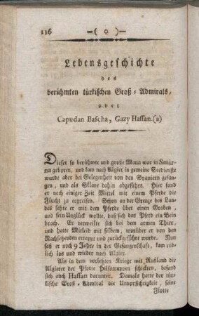 Lebensgeschichte des berühmten türkischen Groß-Admirals, oder Capudan Bascha, Gazy Hassan.