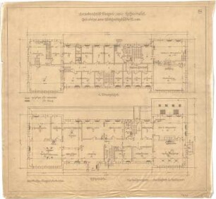Billing, Hermann; Singen; Krankenhaus - Wirtschaftsgebäude (Grundriss EG; Grundriss 1. OG)