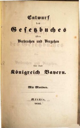 Entwurf des Gesetzbuches über Verbrechen und Vergehen : mit Motiven