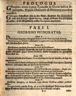 Laurus Christianae Fortitudinis, D. Georgio, Germaniae Patrono atrocissimis tormentis Expugnata : Lorber-Krantz Christlicher Starckmütigkeit, Von dem H. Georgio, Einem Gewaltigen Schutz-Herrn Teutscher Nation, durch grausame Marter erfochten ... Jetzt aber Von der studirenden Jugend des Chur-Fürstl. Gymnasii der Societet Jesu zu Landsperg, Auf offentlicher Schau-Bühne vorgestellet Den 2. und 4. Tag Herbstmonats, Im Jahr 1692 ; [Perioche, Landsberg]