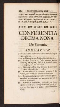 Conferentia Decima Nona. De Simonia