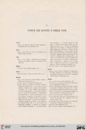 V. Indice dei luoghi e delle cose