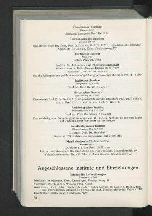 Angeschlossene Institute und Einrichtungen