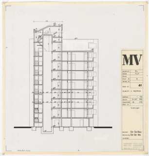 Märkisches Viertel, Wilhelmsruher Damm, Finsterwalder Straße, Berlin-Reinickendorf: Haus 15, Schnitt durch Treppenhaus 1:100
