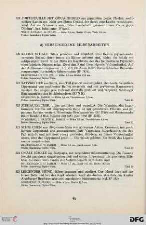 d) Verschiedene Silberarbeiten (Nr. 320-328)