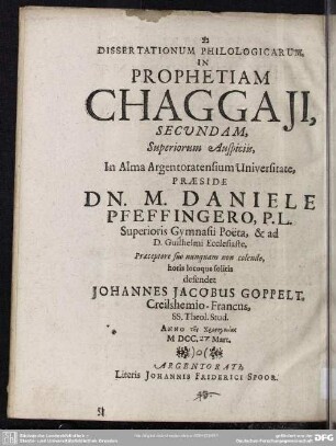 2: Dissertationum philologicam in prophetiam Chaggaji ...