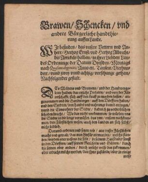 Brawen/ Schencken/ und andere Bürgerliche handthierung auffm Lande.