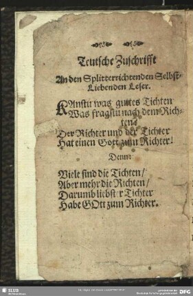 Teutsche Zuschrifft