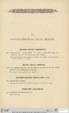 VII. Handzeichnungen alter Meister (Nr. 467 - 970)