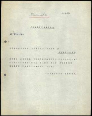 DAI Athen an H. Knackfuß