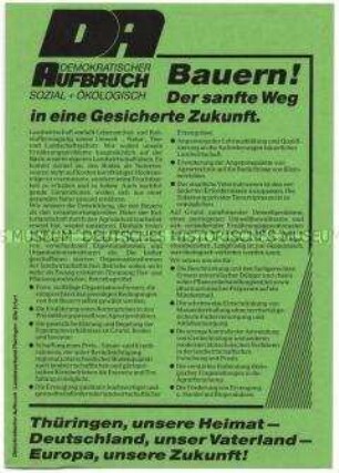 Aufruf des Demokratischen Aufbruchs (DA) an die Bauern