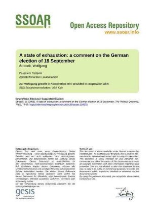 A state of exhaustion: a comment on the German election of 18 September