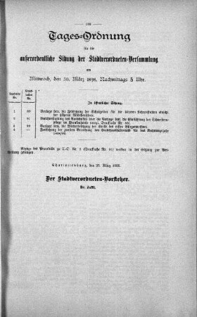 Tages-Ordnung, 30. März 1898