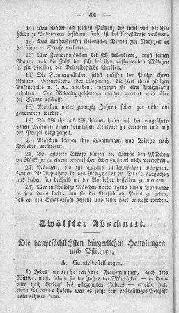 Zwölfter Abschnitt. Die hauptsächlichsten bürgerlichen Handlungen und Pflichten.