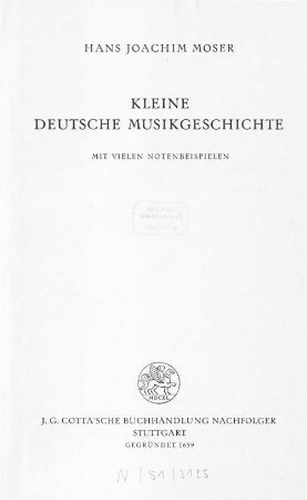 Kleine deutsche Musikgeschichte : mit vielen Notenbeispielen