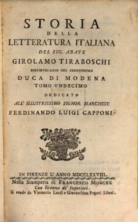 Storia Della Letteratura Italiana. 11