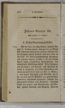Johann George III. von 1680 - 1691