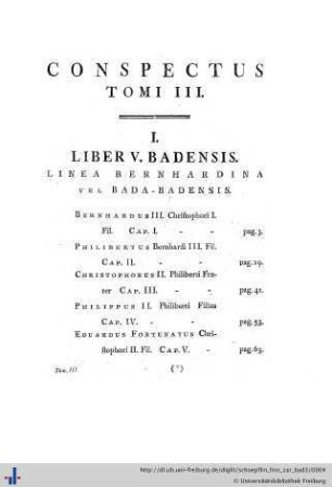 Conspectus tomi III.