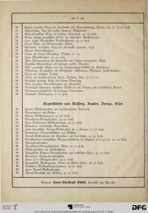 Gegenstände aus Messing, Kupfer, Bronze, Eisen (Nr. 51-90)