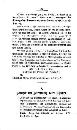 Anzeigen und Beurtheilung neuer Schriften
