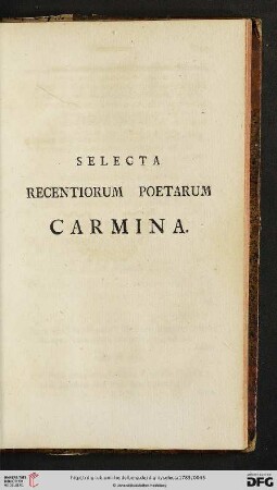 Selecta Recentiorum Poetarum Carmina