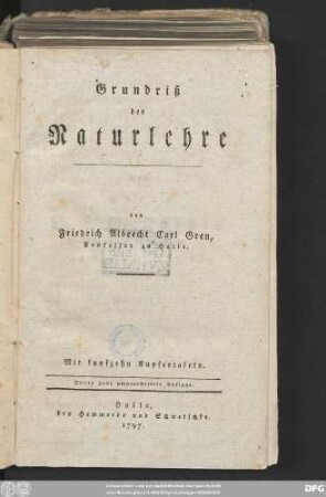 Grundriß der Naturlehre : Mit funfzehn Kupfertafeln