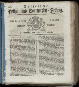 Nr. 33, Sonnabend den 23sten April. 1814