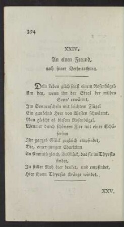 XXIV. An einen Freund, nach seiner Verheirathung