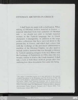 Ottoman Archives In Greece