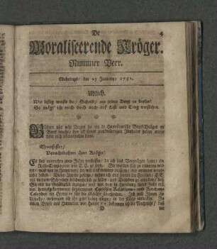 Nummer Veer. Mahndags den 25. January 1751